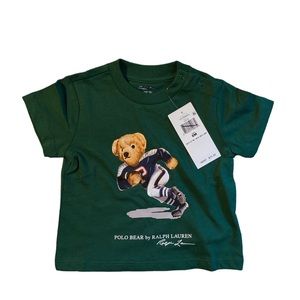 Polo Ralph Lauren Rare Football Player Polo Bear Baby Boy Tshirt NEW